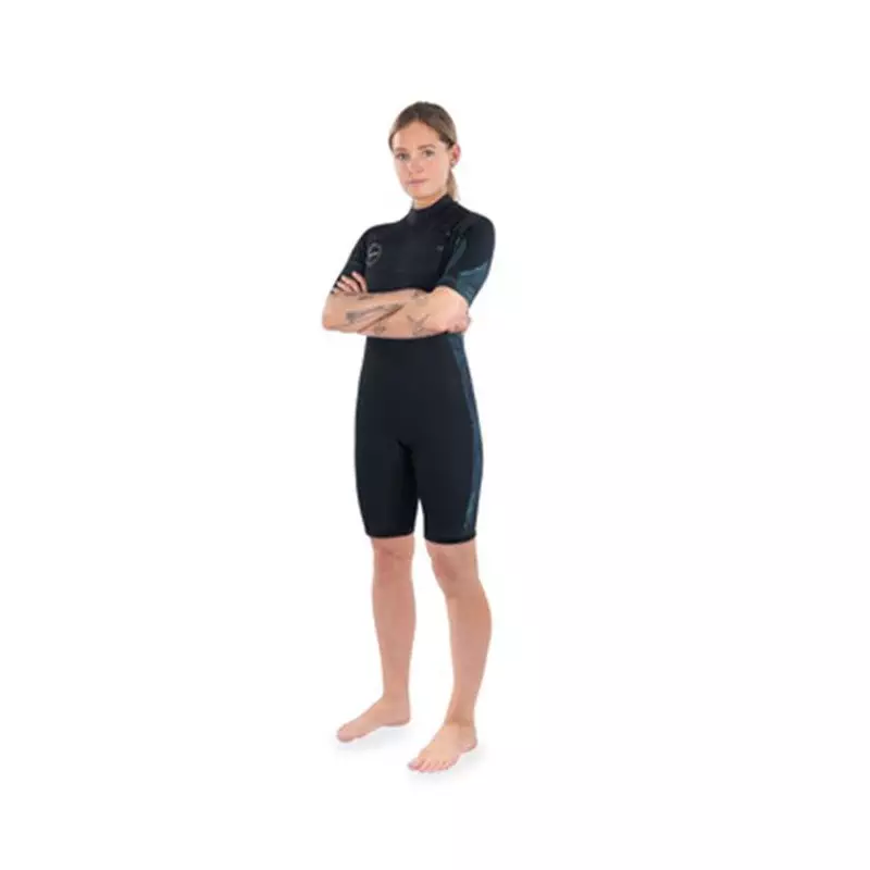 Combinaison shorty femme DAKINE Quantum Back Zip Shorty 2/2 Flatlock Black/Grey