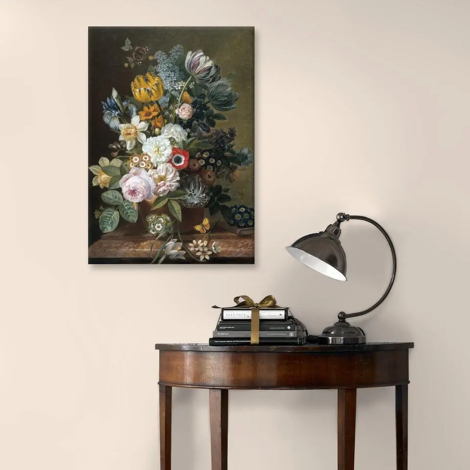 Art for the Home - Canvas - Stilleven met bloemen - 70x100 cm