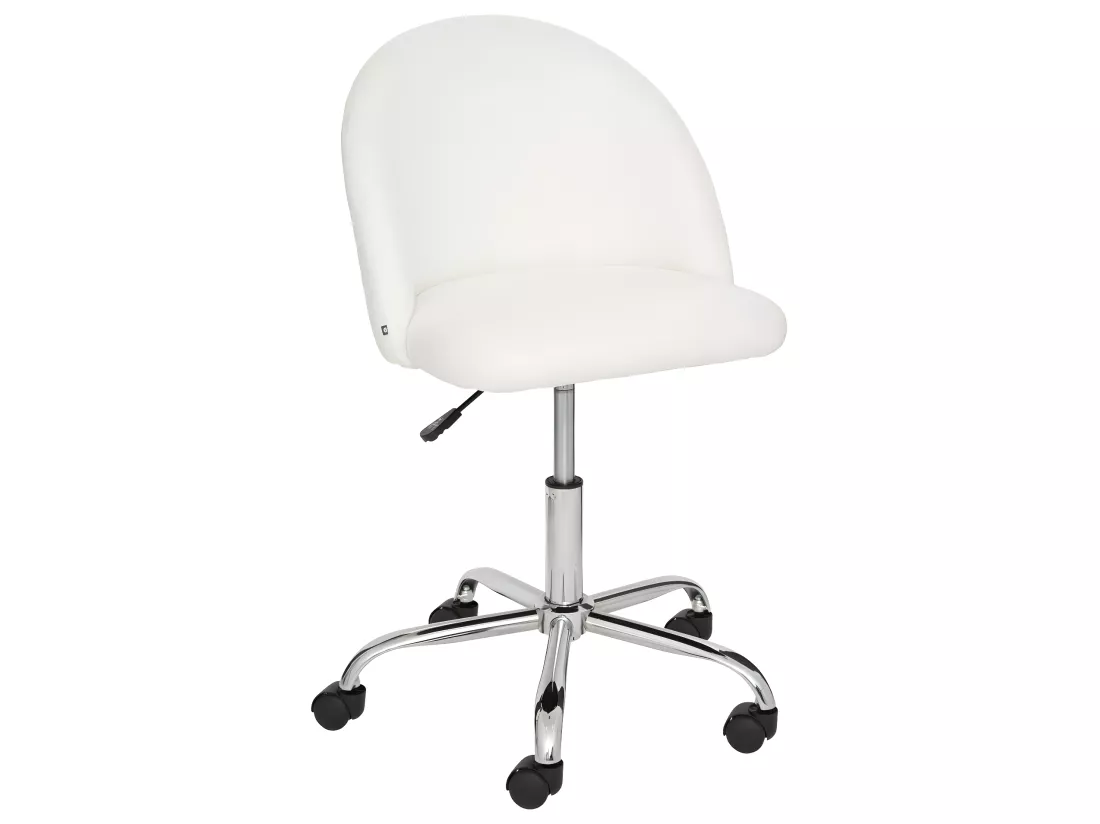 Chaise de bureau tissu Blanc à bouclettes et pieds en métal