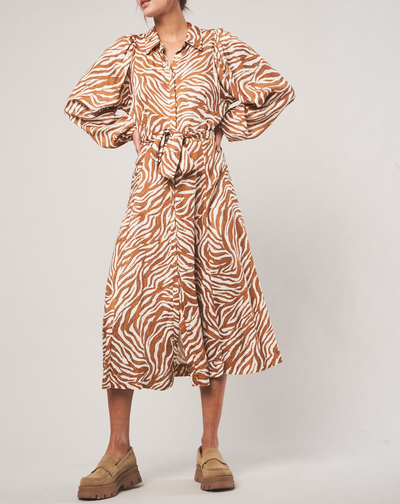 Stella Forest Robe chemise Lena à motifs ocre
