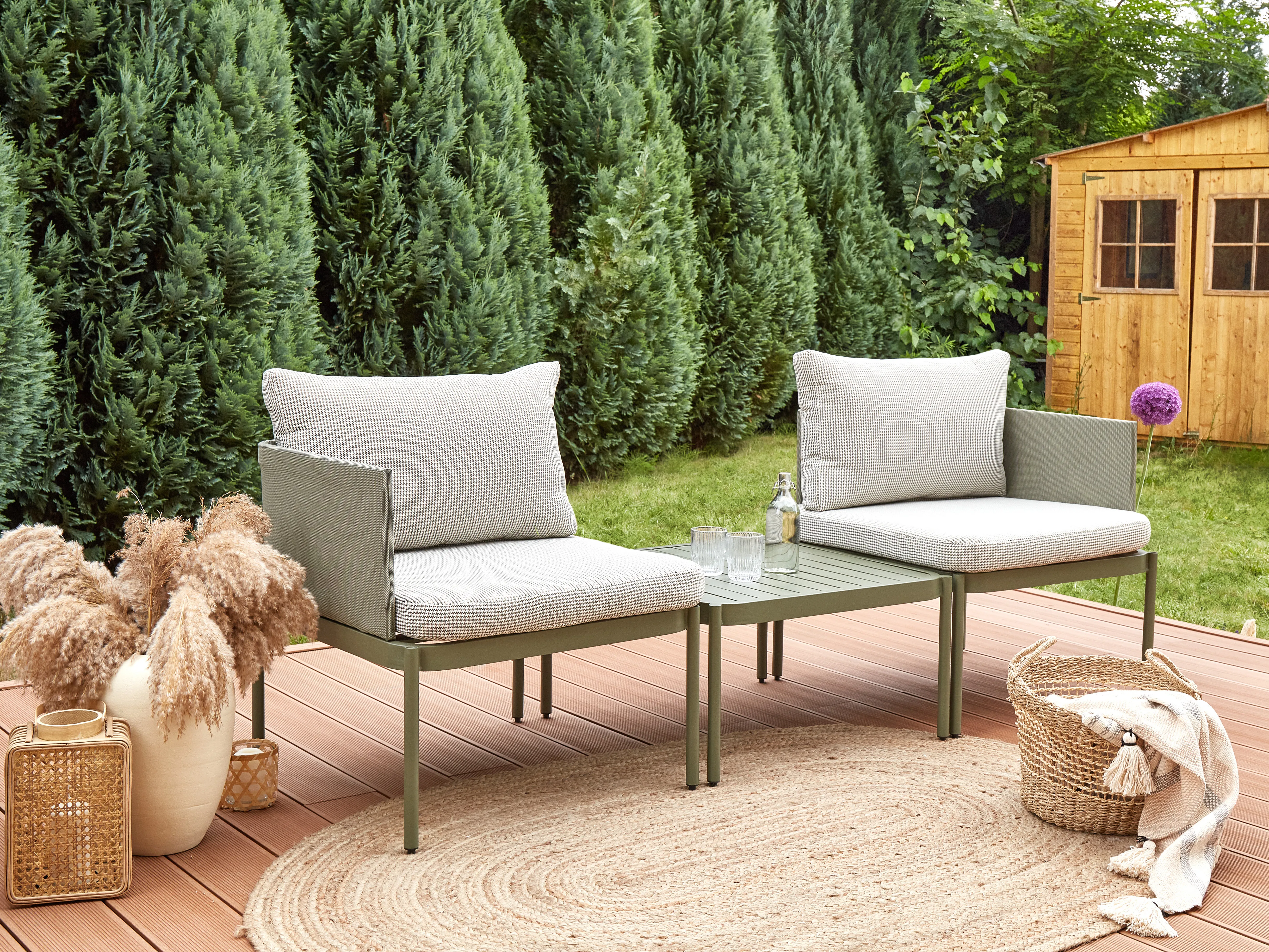 Loungeset met tafel 2-zits TERRACINA Metaal Olijfgroen