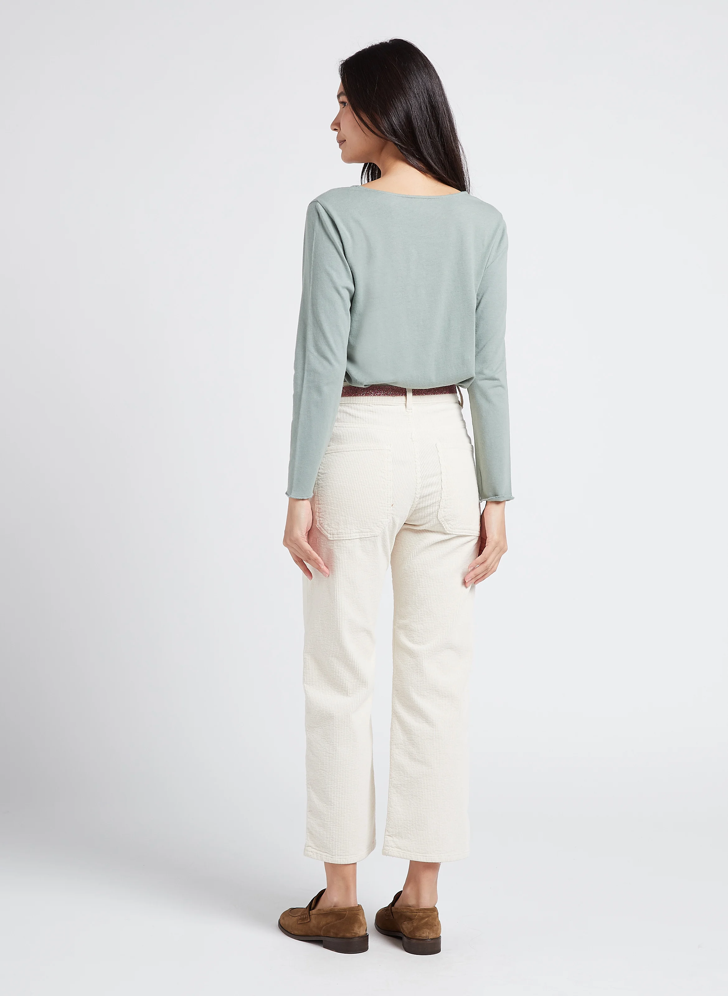EDDY - Pantalon taille haute large en coton | Blanc