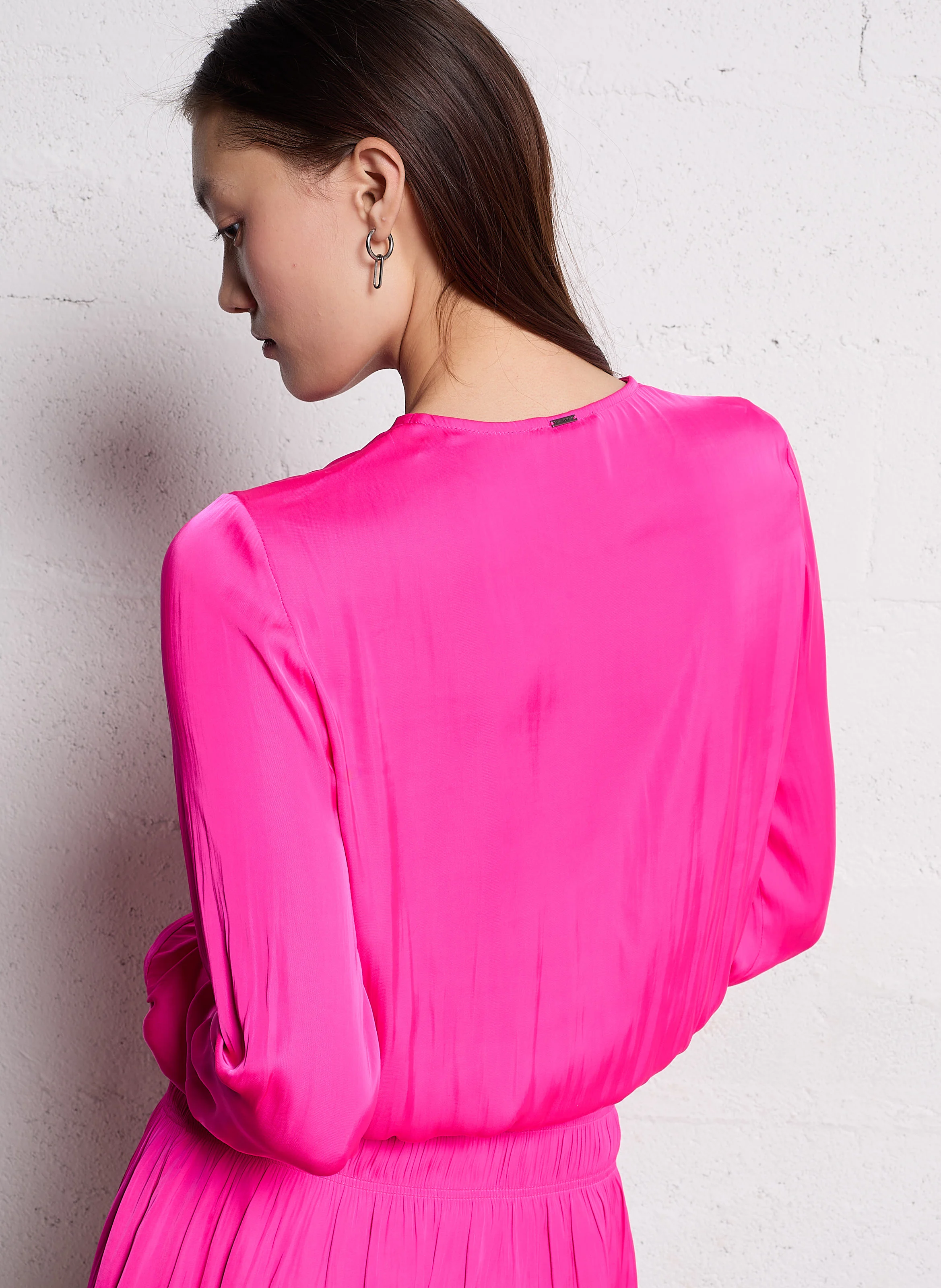 Robe courte à fronces| Rose