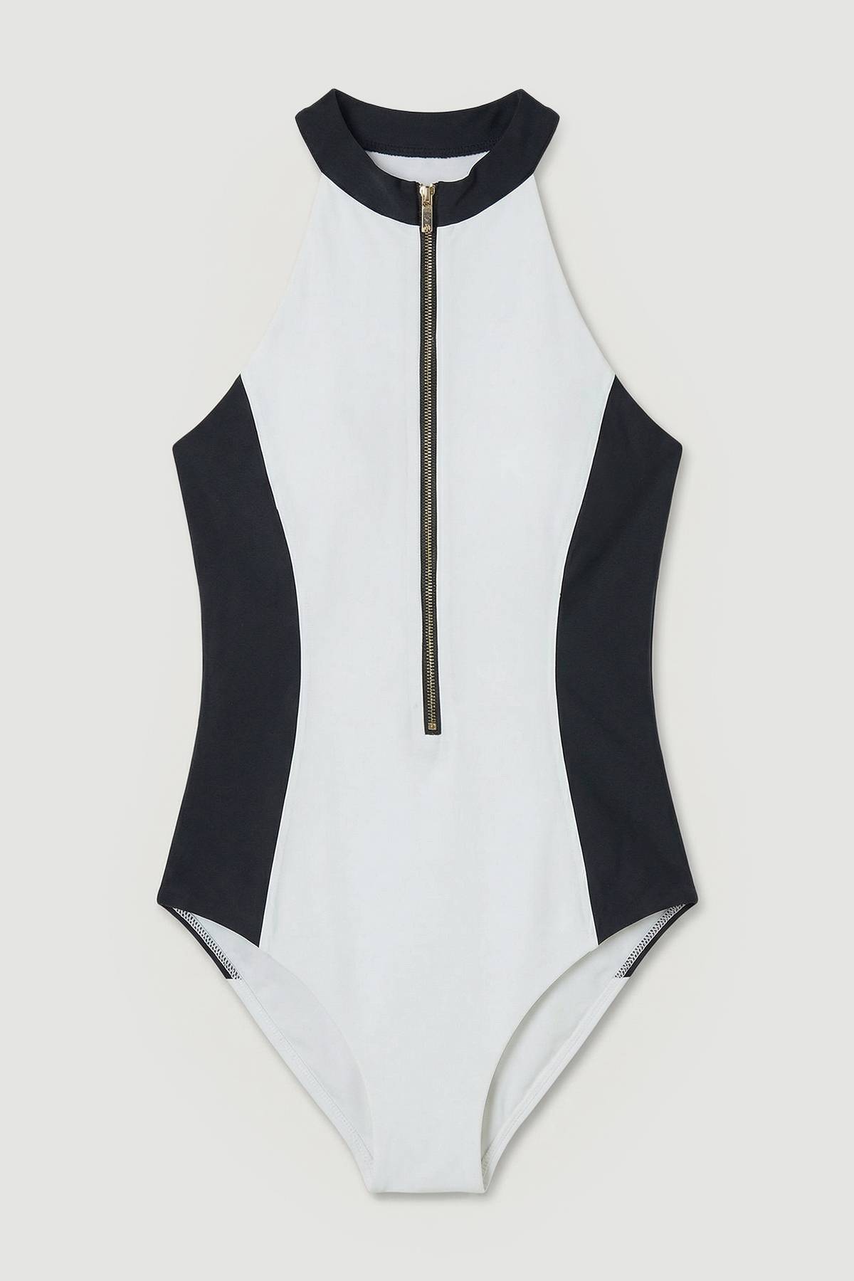 KarenMillen Maillot De Bain Dos Nageur Avec Fermeture Éclair Dorée