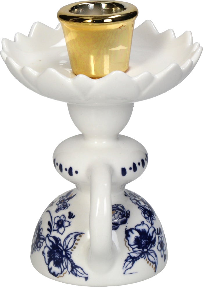 Kandelaar Clara wit / goud D 9 H 12 cm