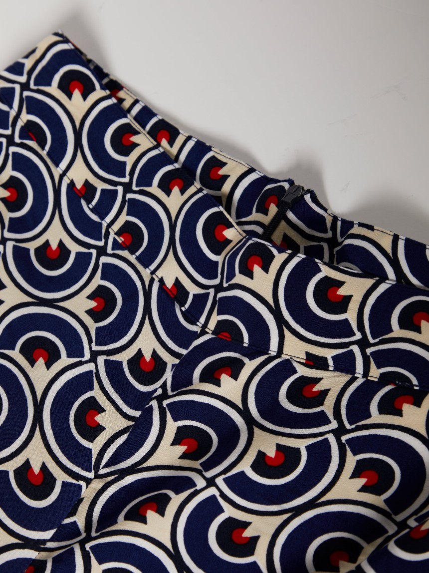 Calças pantalona com padrão geométrico
