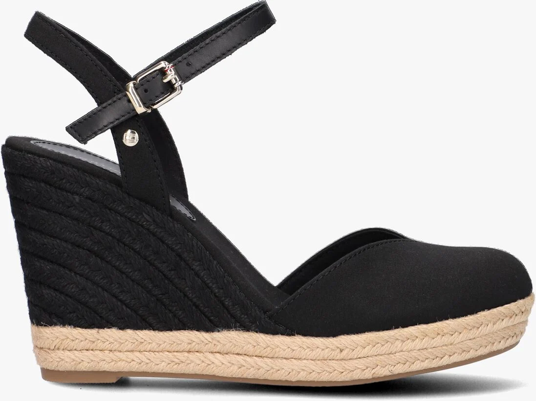TOMMY HILFIGER zwarte tommy hilfiger espadrilles basic closed toe high wedge