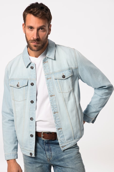 JP 1880 Jeansjacke, Brusttaschen, Knopfleiste, bis 8 XL