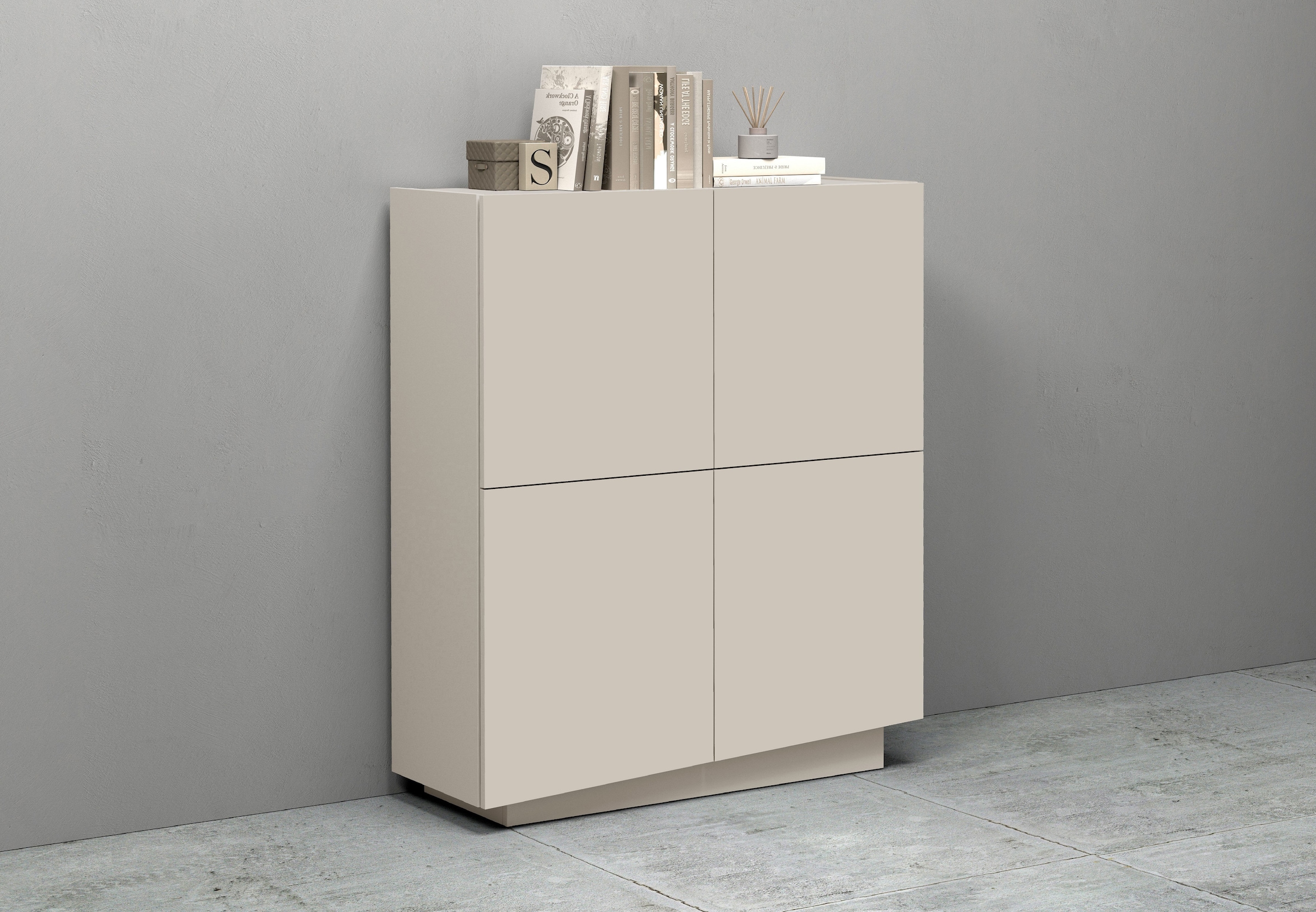 INOSIGN Highboard »VELA, Highboard, Höhe 120 cm,Design mit schrägen Türen« 1 Stk. tlg. Made in Italy, Masse-B/T/H: 100x35x120,hohes Sideboard,Anrichte,Kommode