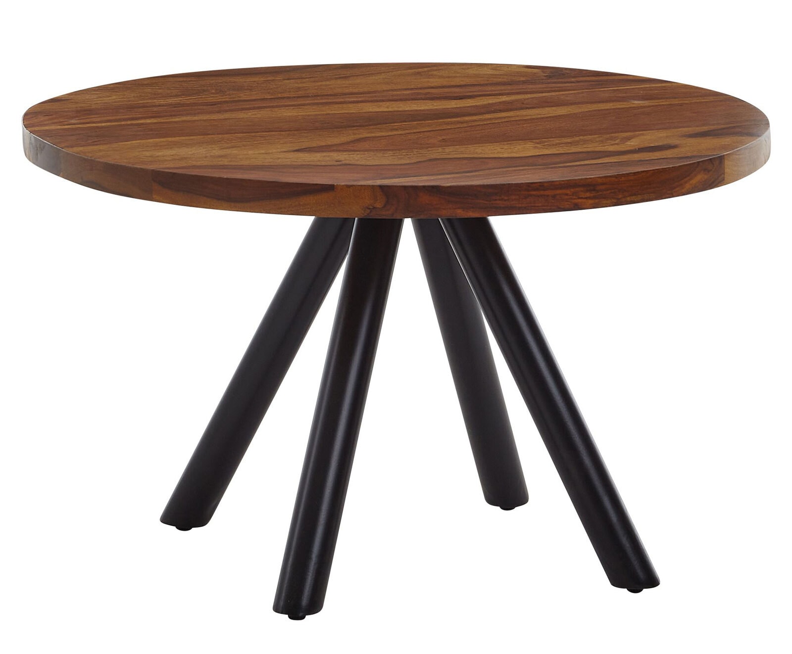 Couchtisch rund Ø 60 x 35 cm Sheesham massiv/Schwarz