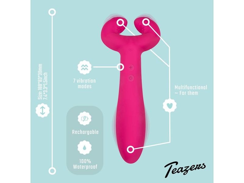 Teazers Paarvibrator Rosa Vielseitiger Paarvibrator für die Stimulation von G-Punkt, Klitoris und Penis