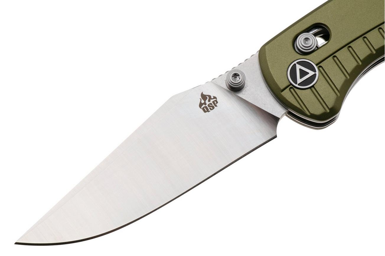QSP Knife Reptile QS165-B1 Satin 14C28N, Green Aluminium, zakmes
