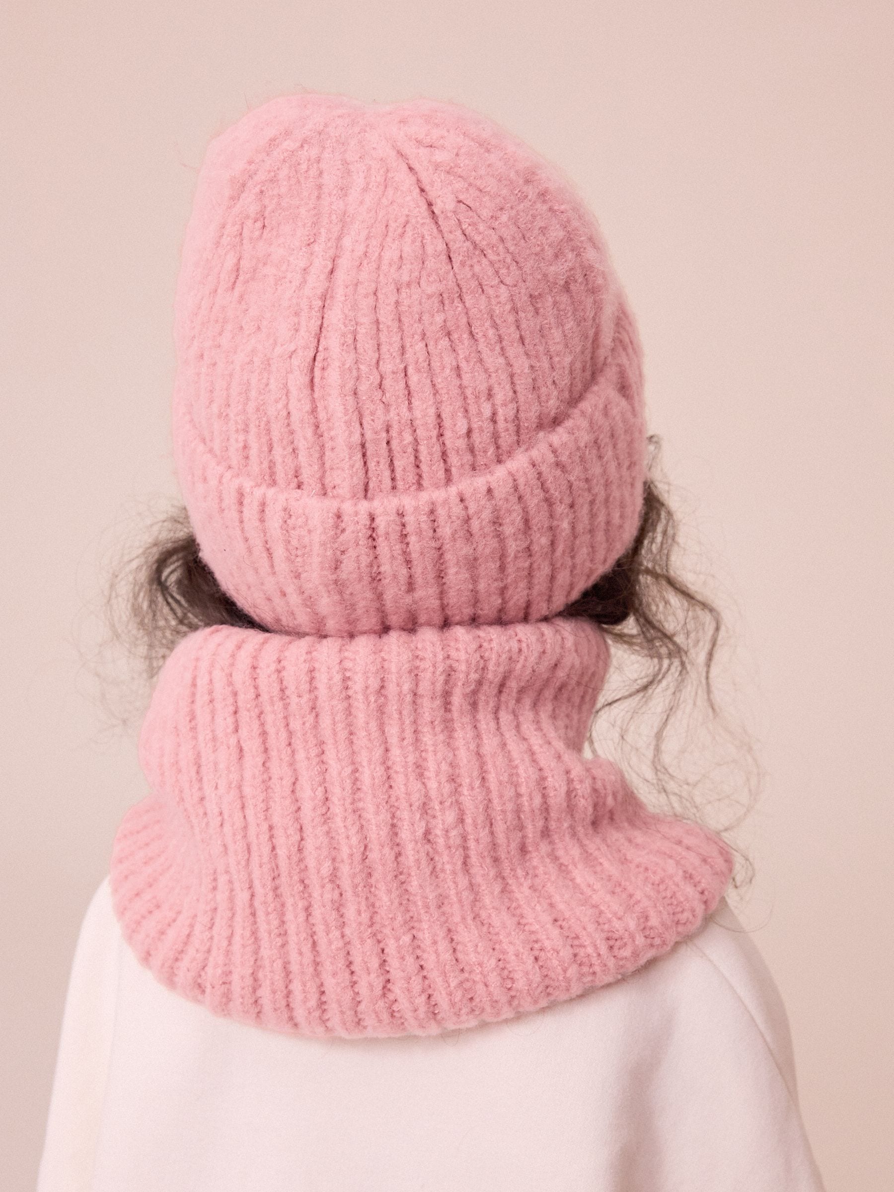 Roze - Chunky ribgebreide colsjaal (1-16jr)