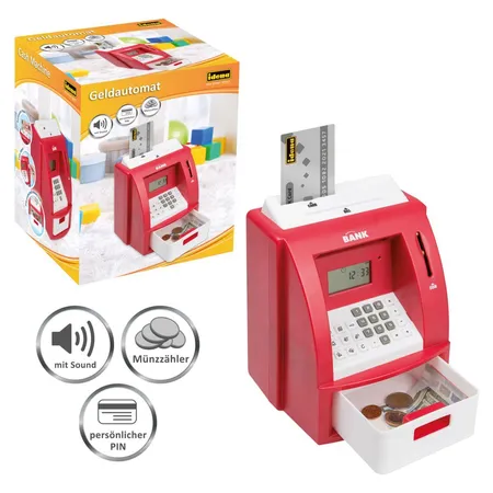 Idena Geldautomat rot, digitale Spardose mit Sound
