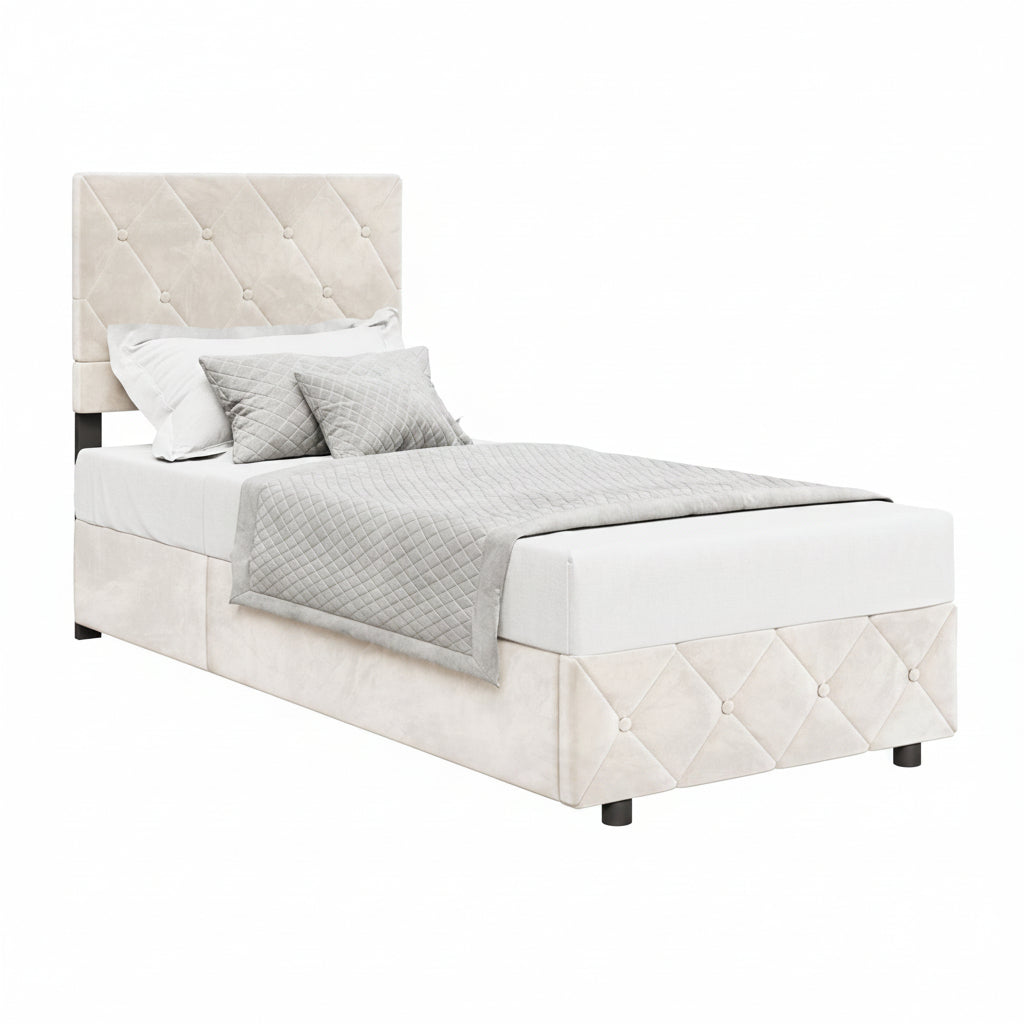 Hernandez - Eenpersoonsbed met opbergruimte - Beige - 90x200 cm
