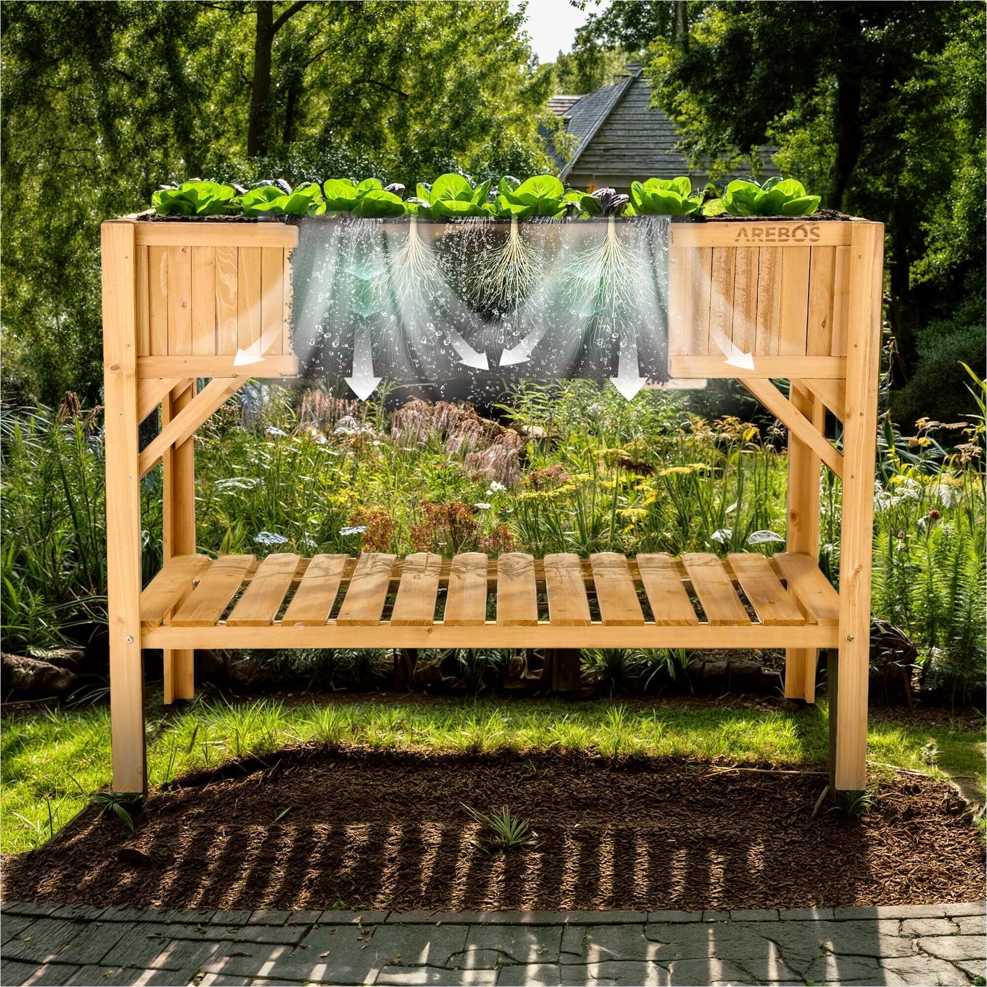 Holz Hochbeet mit Ablage