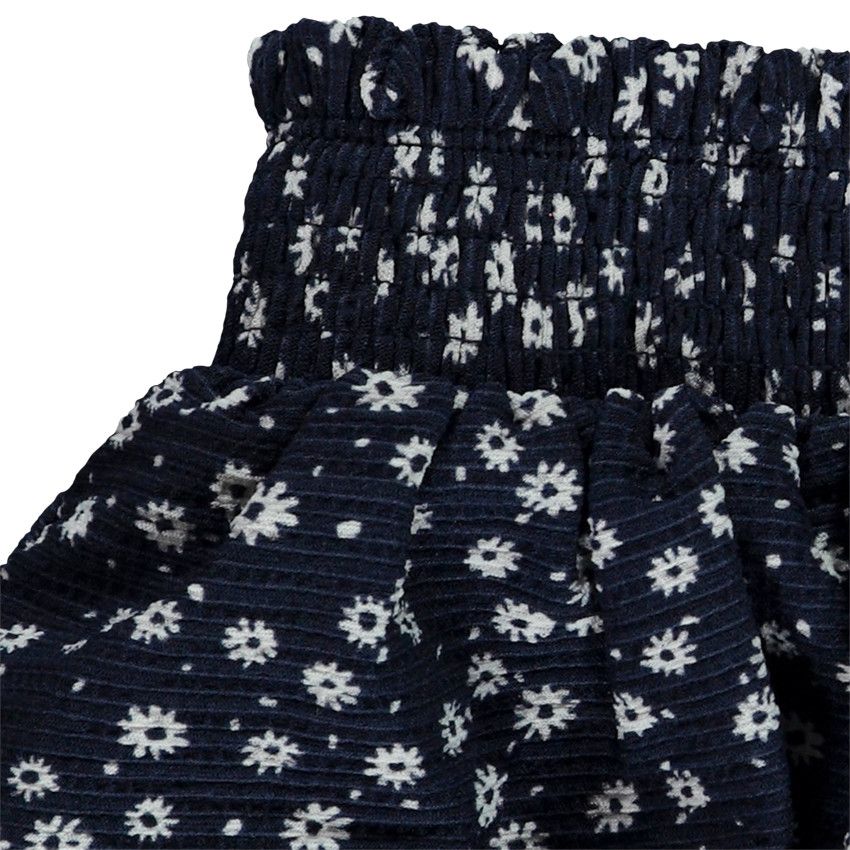 Jupe volantée en jersey froissé imprimé fleurs pour fille - Bleu marine