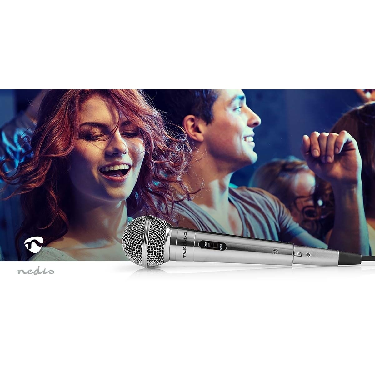 Nedis Wired mikrofon | Kardioid | Avtakbar kabel | 5.00 m | 80 Hz - 13 kHz | 600 Ohm | -72 dB | Av/på-bryter | Metall | Sølv