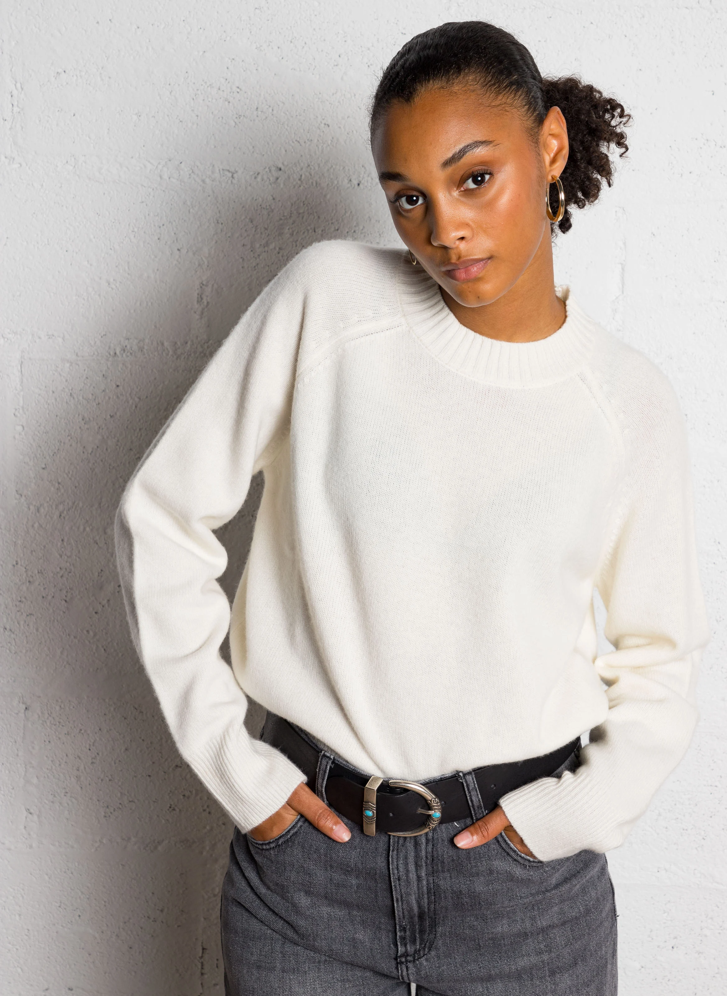 BLYE - Ceinture large en cuir | Noir