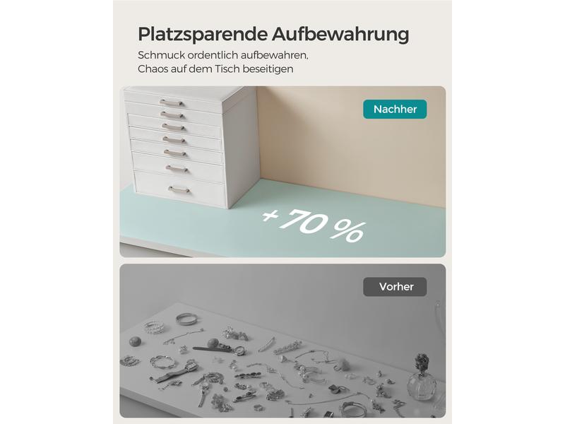 Songmics Schmuckschatulle 6 Ebenen, Weiss Schmuckkasten