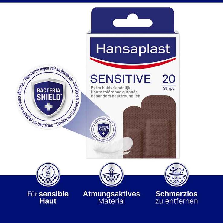 Hansaplast SENSITIVE Pflasterstrips Hautton dark, 20 St
