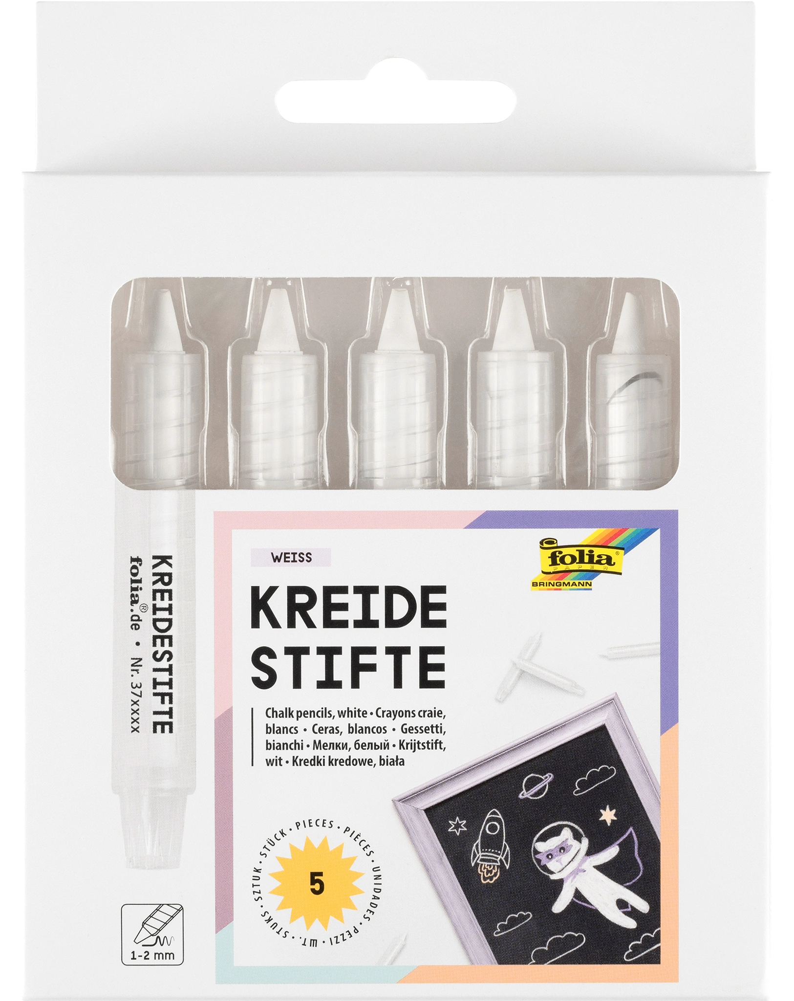 Kreidestift WEISS 5er-Set