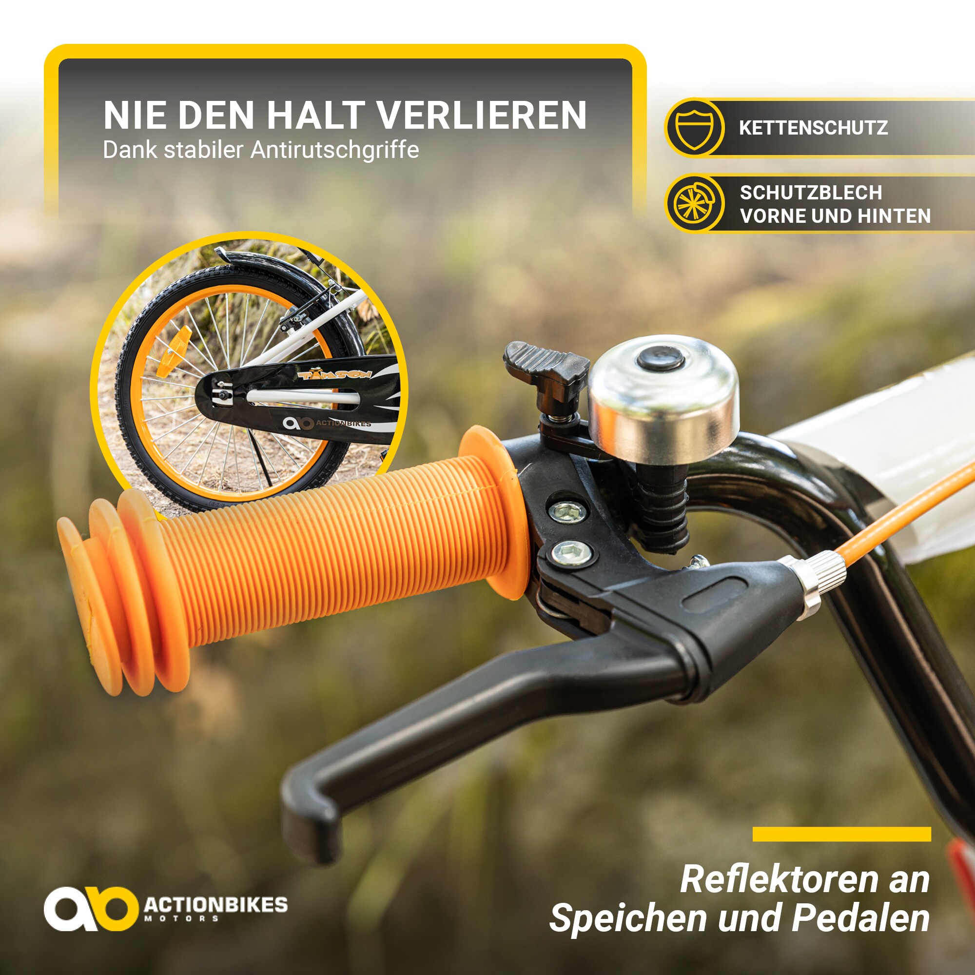 Actionbikes Kinderfahrrad Timson 20 Zoll, V-Brake-Bremsen, höhenverstellbar, Fahrradständer, Korb