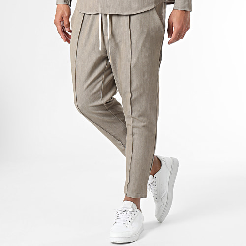 Ensemble Chemise Manches Longues Et Pantalon Beige Taupe