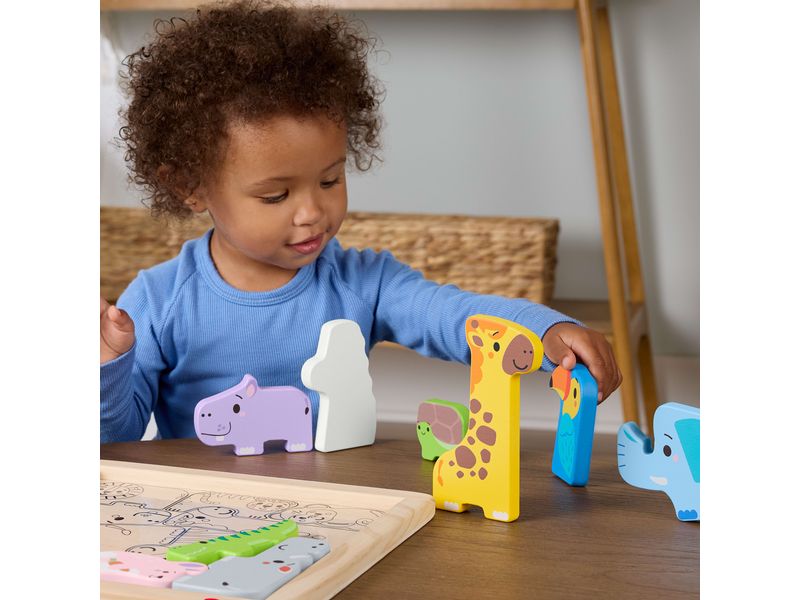 Fisher-Price 2-in-1 Tierwelt aus Holz 2-in-1 Holzpuzzle mit Tiermotiven, Formensortierspiel mit 13 Teilen für Kinder ab 2 Jahren