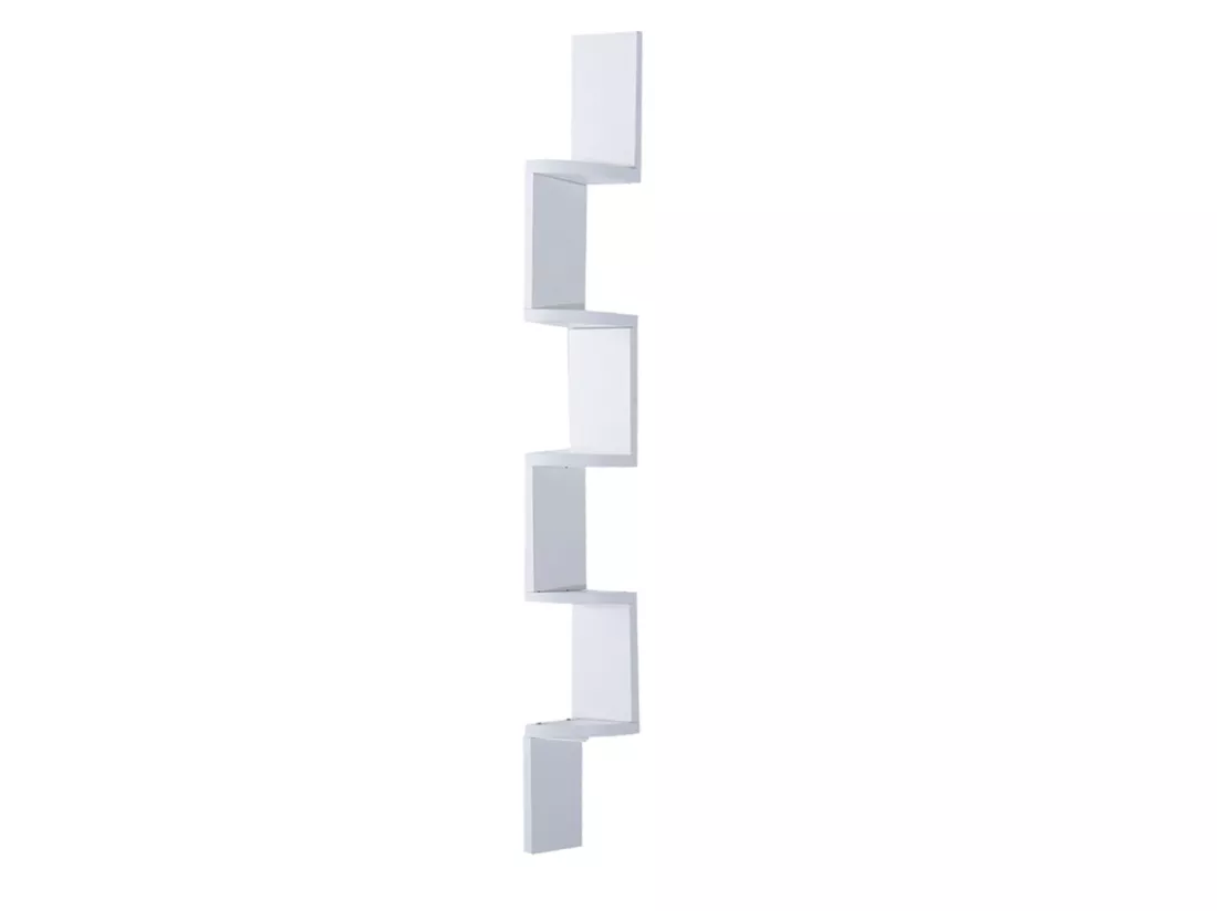 HOMCOM Étagère d'angle design contemporain zig zag 5 niveaux 12L × 12l × 120H cm blanche