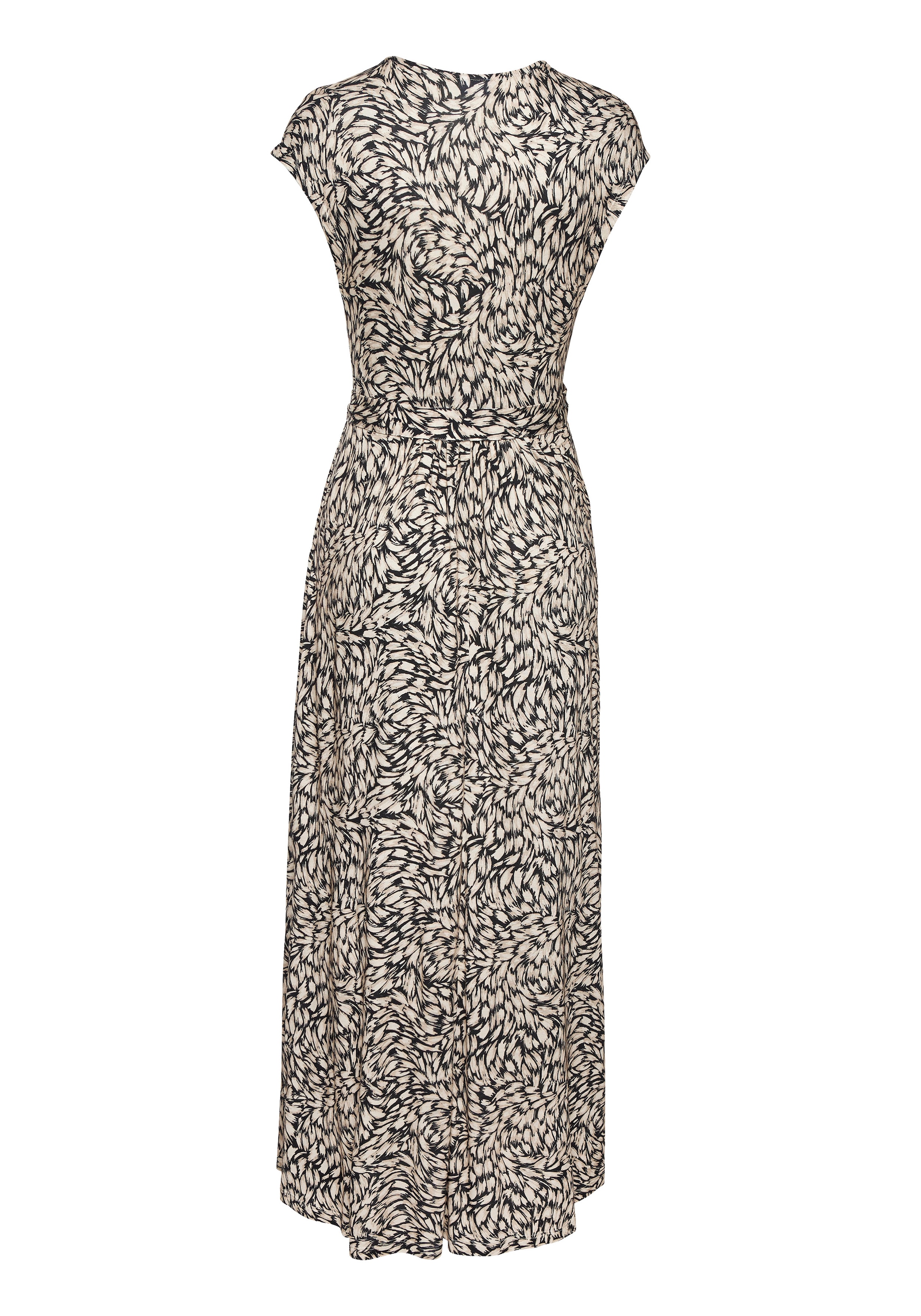 Buffalo Maxikleid mit Bindegürtel,  Eingrifftaschen mit Alloverdruck, Sommerkleid mit Taschen, Strandkleid
