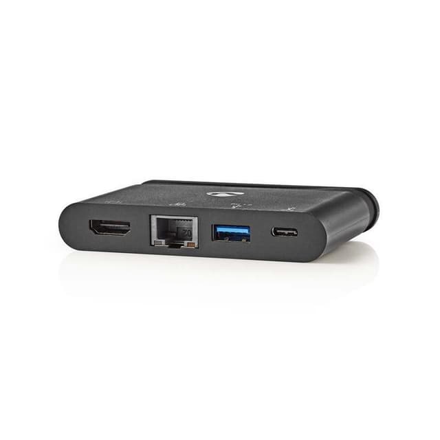 Nedis USB Multi-Port Adapter | USB 3.2 Gen 1 | USB-C™ Han | HDMI™ Hun / RJ45 Hun / USB-A Hun / USB-C™ Hun | Runde | Nikkelplateret | Sort | Box