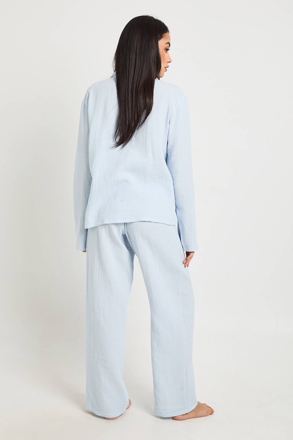boohoo Ensemble De Pyjama Chemise Et Pantalon En Mousseline À Manches Longues