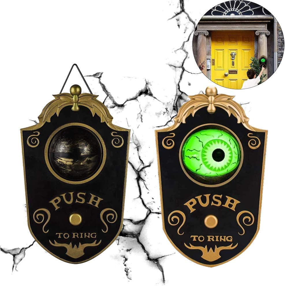 Halloween Dekoration Türklingel Party Accessoire mit Auge (Batteriebetrieben) - Weiss / Schwarz