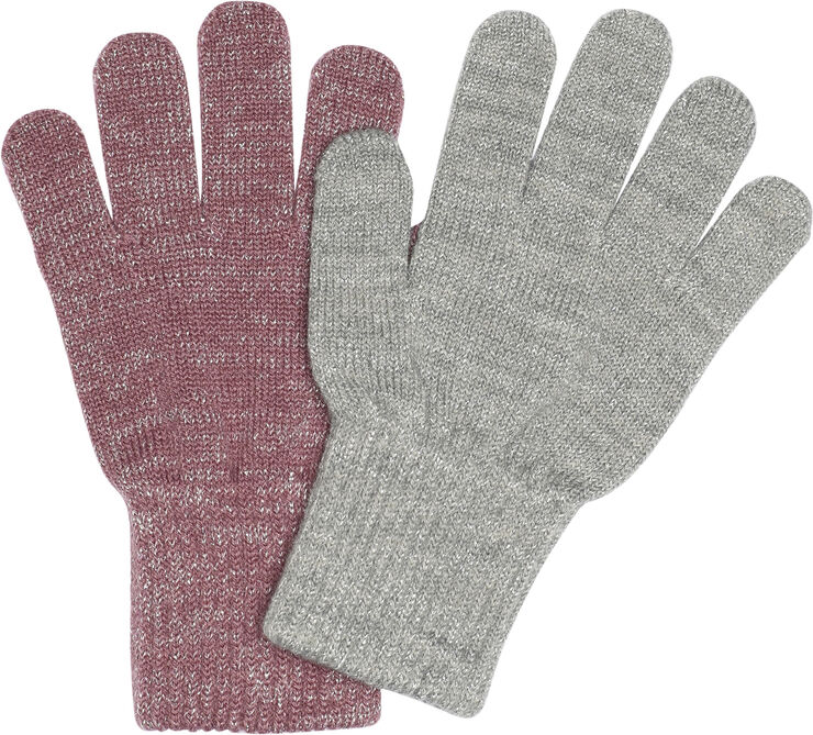 Melton Comfy glitter gloves 2-pack Mix light grey mel grape shake