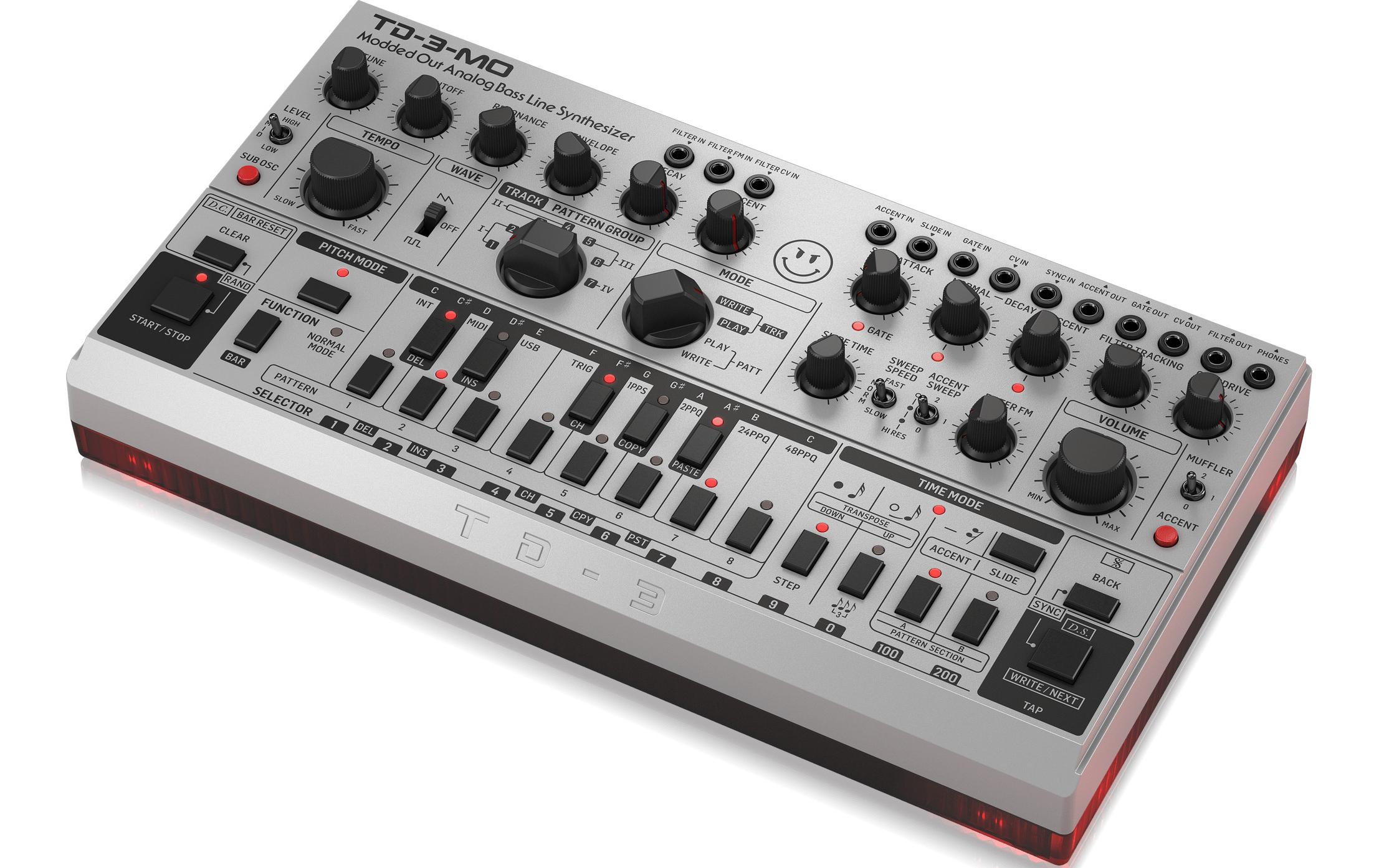 Synthesizer Analog Bass Line Synthesizer TD-3-MO-SR Silber<br>Synthesizer mit MIDI-steuerbarem Sub-Harmonics-Oszillator