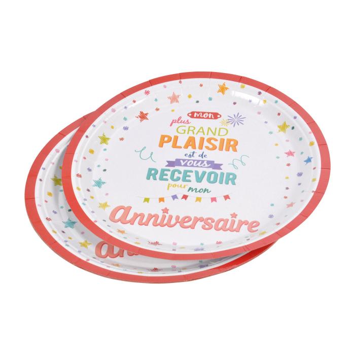 SET 6 ASSIETTES COLOREES 23 CM