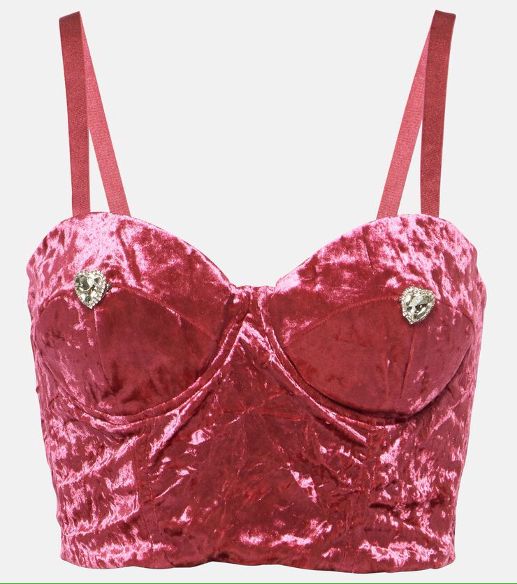 ROTATE Birger Christensen Velvet Corset Top Very berry (pink)
