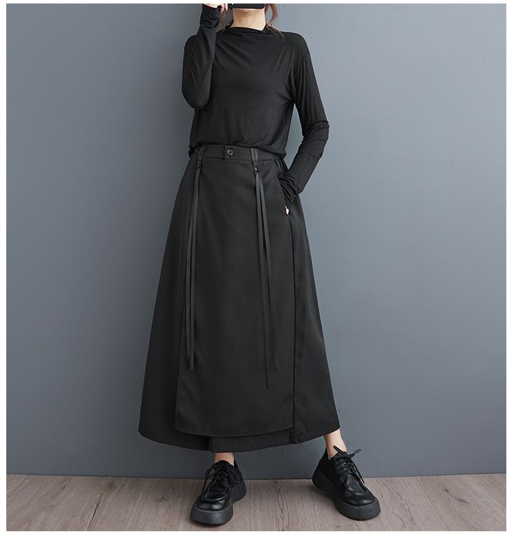 Lewwe - Hoge taille effen asymmetrische cropped culottes