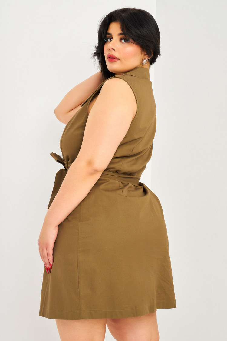 Robe saharienne kaki sans manches