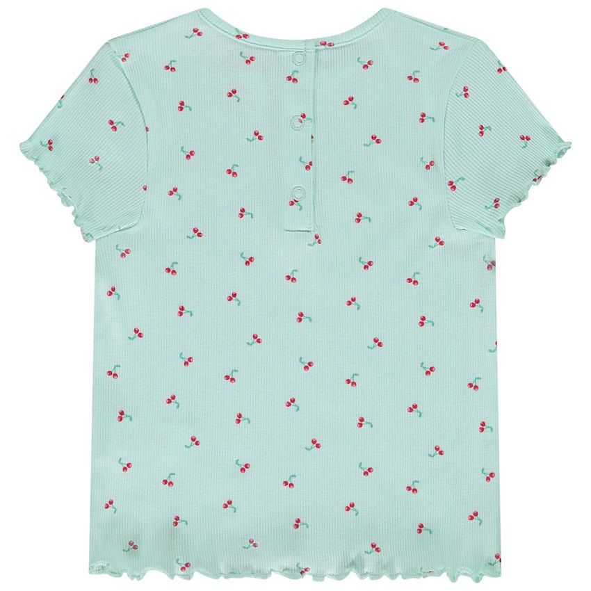 T-shirt manches courtes effet côtelé fantaisie pour bébé fille - Bleu