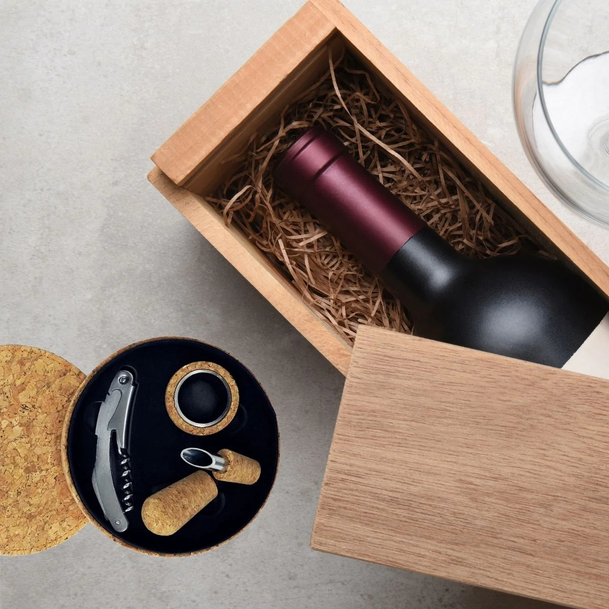 Coffret cadeau d'accessoires pour bouteille de vin 3 pièces avec boite