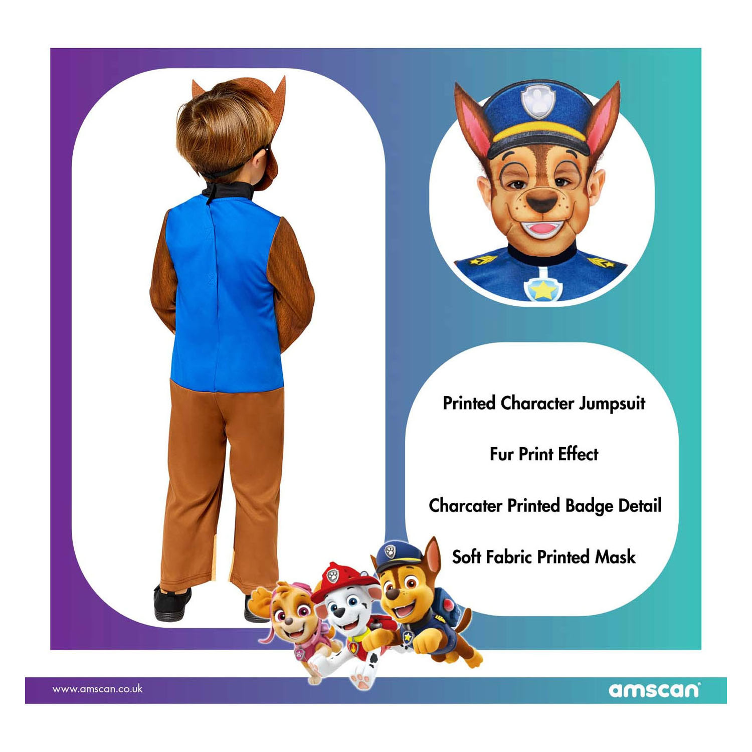 Kinderkostuum PAW Patrol Chase, 4-6 jaar