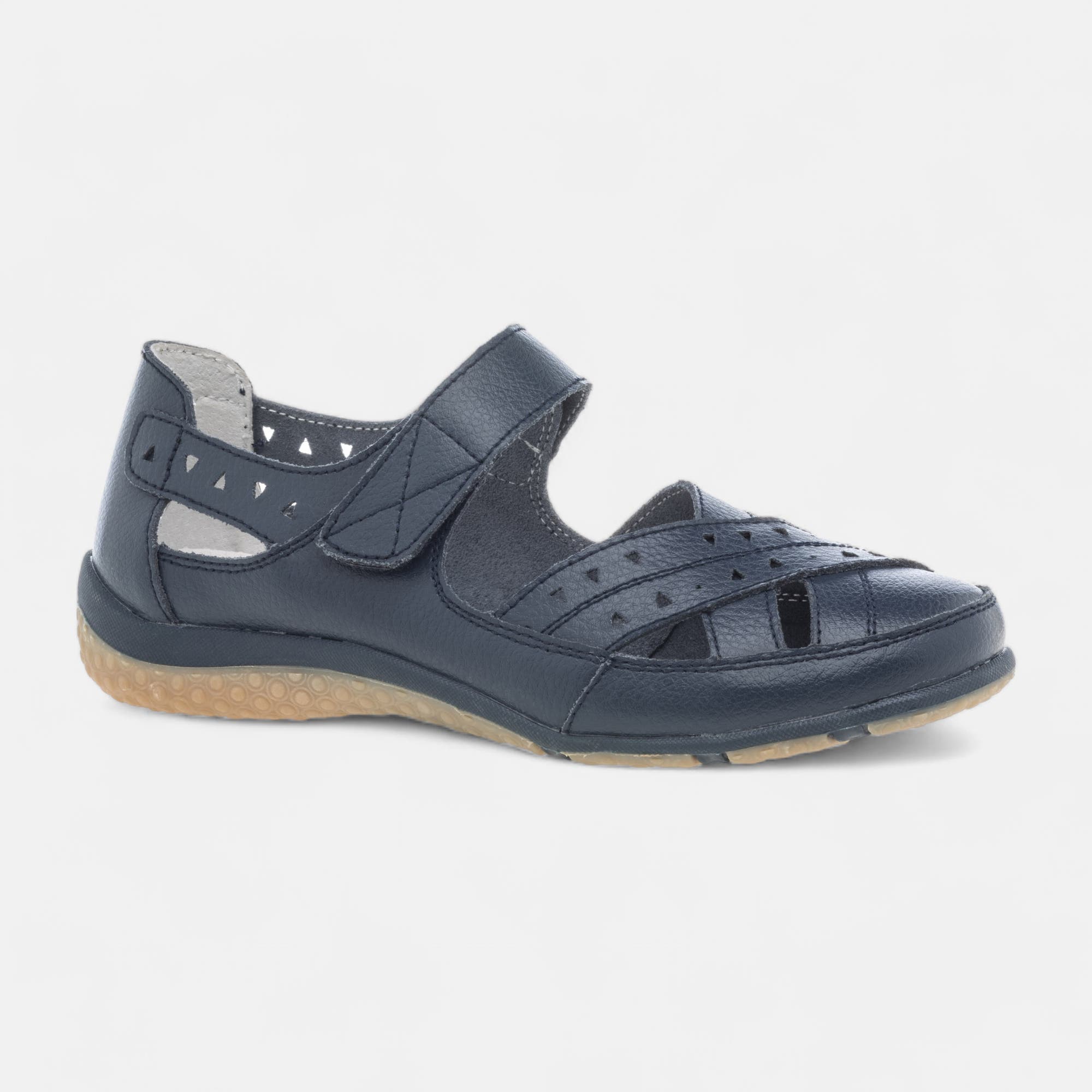 Escarpins pieds sensibles Femme en cuir bleu marine