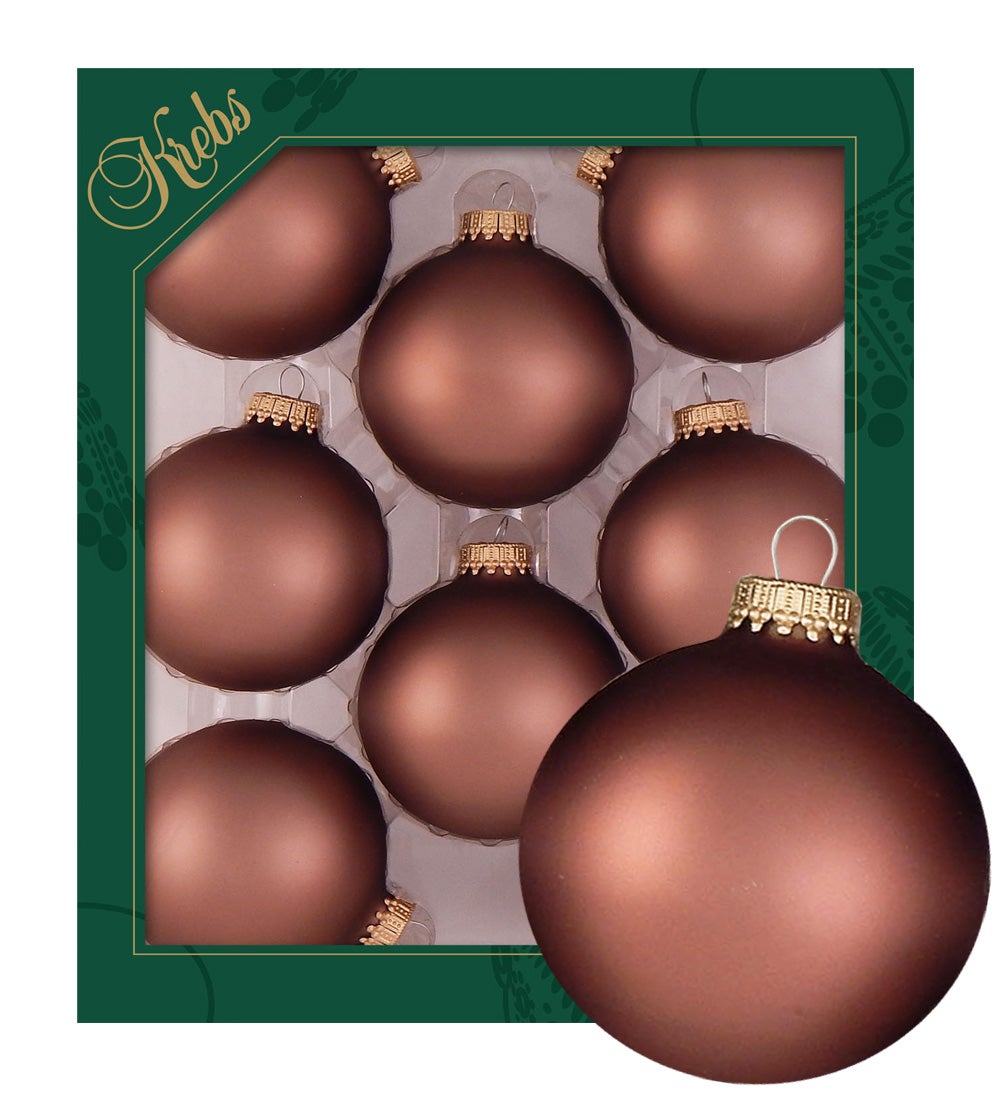 Bruine matte glazen ballen van 7 cm, effen, 8 stuks, kerstballen, kerstversieringen, kerstversieringen