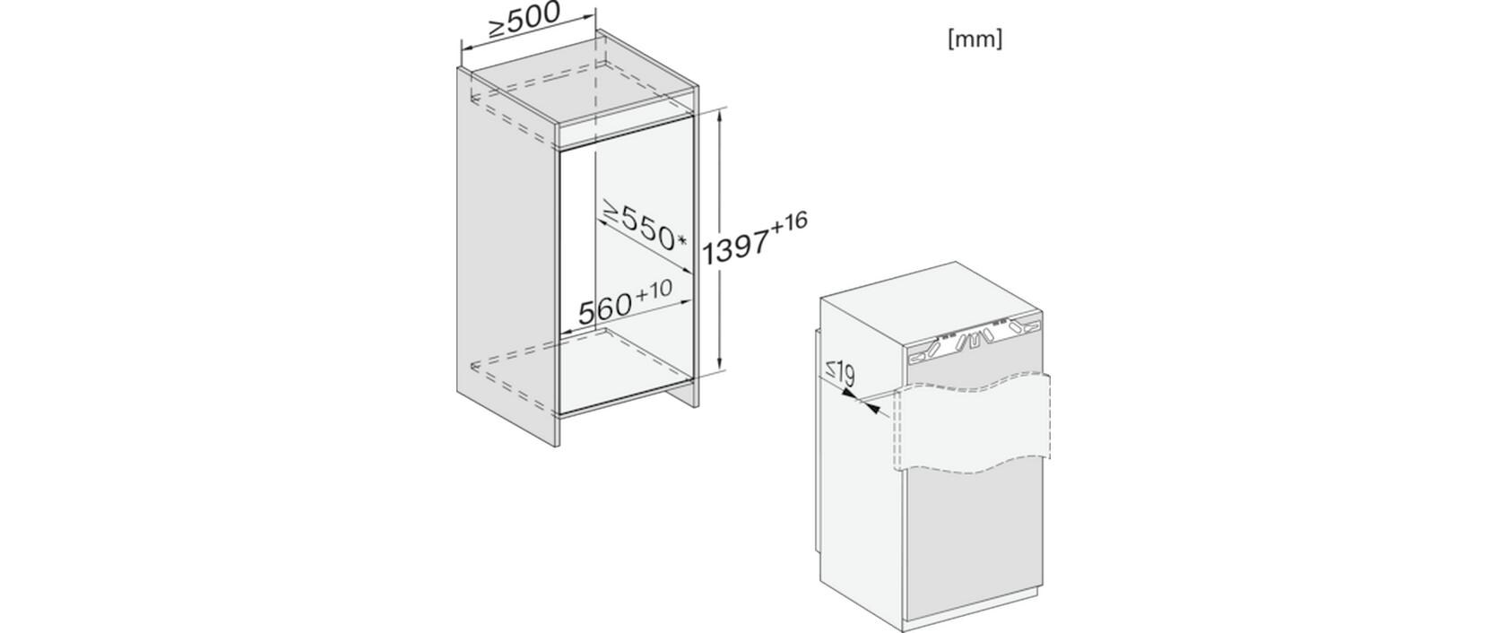 Einbaukühlschrank K 7448 C Rechts<br>Einbau-Kühlschrank mit PerfectFresh Pro für längere Frische, LED-Beleuchtung und 4 Sterne Gefrierfach