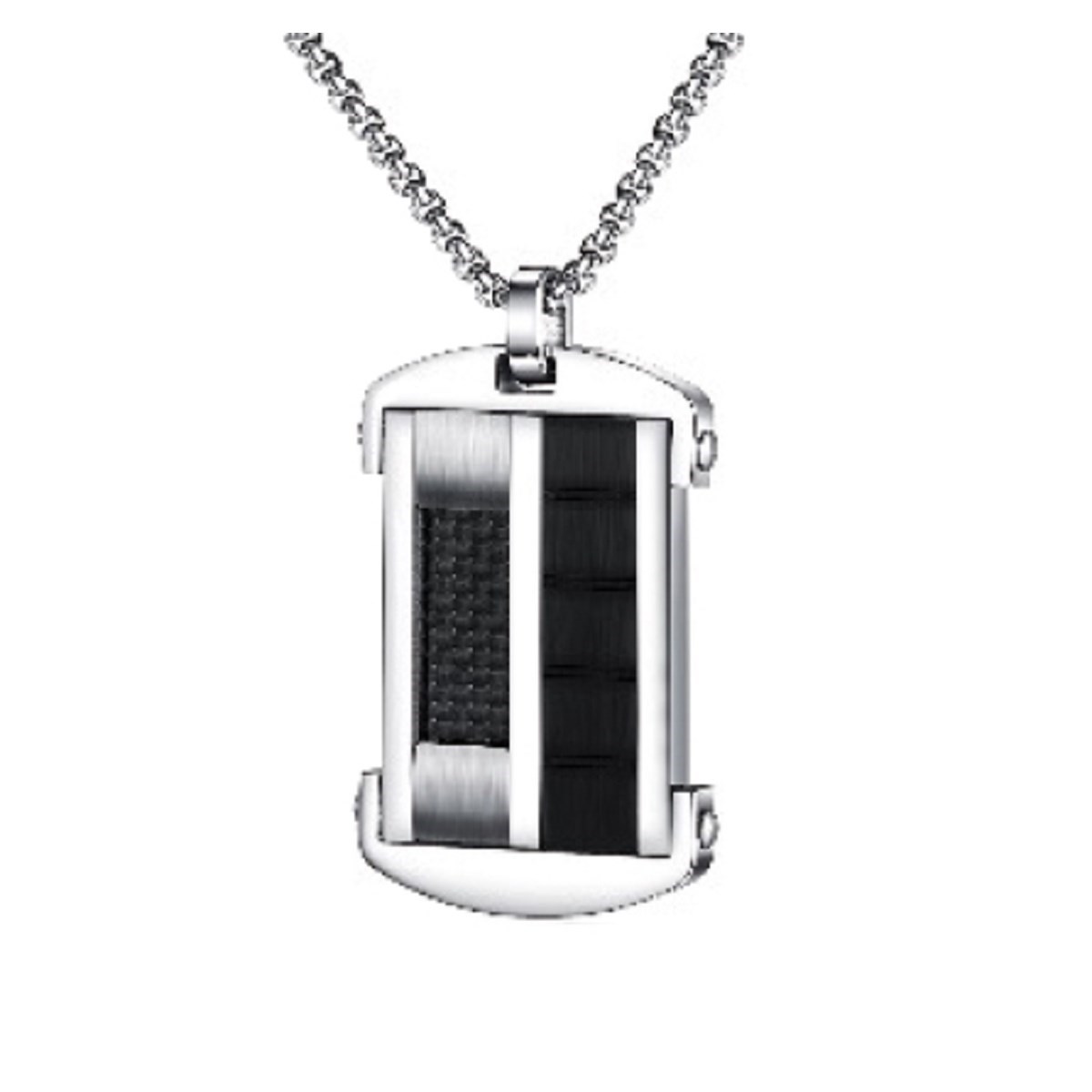 Collier avec pendentif plaque texture carbone MARTIN