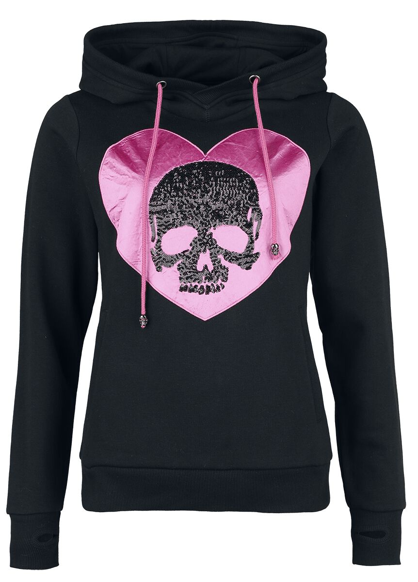 Sweat à Capuche Crâne en Sequins | Rock Rebel by EMP Sweat-shirt à capuche