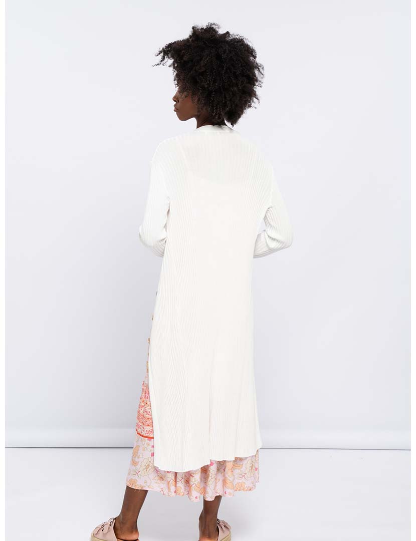 Fine Knit Long Coat Ladies Pearl