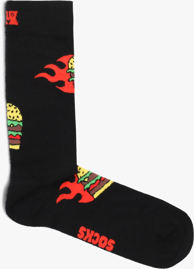 HAPPY SOCKS zwarte happy socks sokken flaming burger